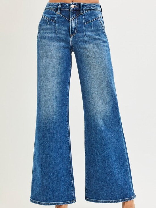 Denim - 3-0426 Risen High Rise Wide leg retro denim jeans